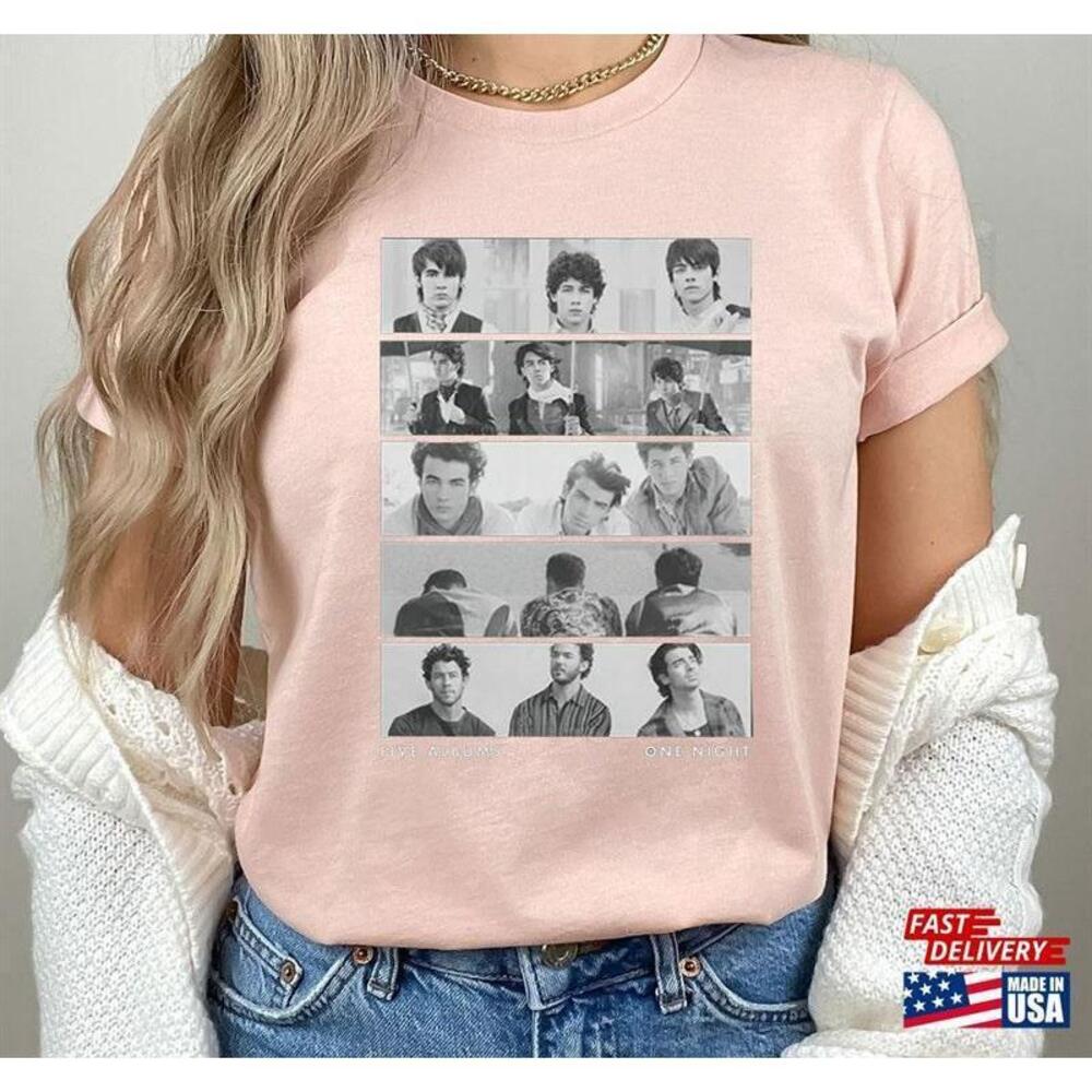 JonBrothers Retro Tshirt Five Albums One Night Tour Shirt Classic